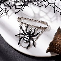 ハロウィン スパイダー 合金 エナメル チャーム ブローチ ピン  鉄製安全キルトピン  ブラック  48x50.5x5mm&nbsp;JEWB-TA00018