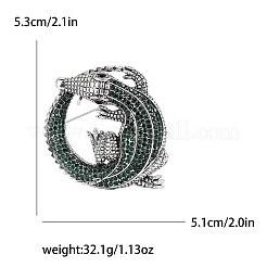 ワニ合金ラインストーンブローチ  プラチナ  エメラルド  53x51mm&nbsp;PW-WGFAD1D-04