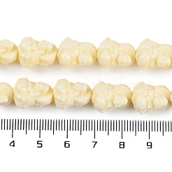 合成サンゴ彫刻ビーズ連売り  染め  仏  レモンシフォン  14x11x2mm  穴：1.4mm  約25個/連  13.98インチ（35.5cm）&nbsp;CORA-C003-02