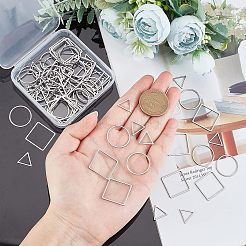 90個 3スタイル 304ステンレススチール リンキングリング  混合図形  ステンレス鋼色  30個/スタイル&nbsp;STAS-UN0023-35