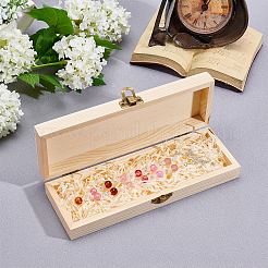 松収納ボックス  筆箱  鉄パーツ  長方形  湯通しアーモンド  20.9x7.95x3.7cm  内径：19.6x5.6のCM&nbsp;WOOD-WH0107-47