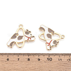 合金エナメルチャーム  ライトゴールド  犬  キャメル  25x28x1.5mm  穴：1.8mm&nbsp;ENAM-CJC0006-27