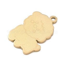 304ステンレスペンダント  犬のチャーム  艶出し  イオンプレーティング（ip）  ゴールドカラー  25x19x1.5mm  穴：1.9mm&nbsp;LS-SA-CBAE115-08G