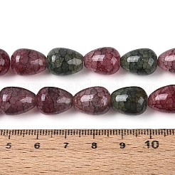 焼き絵の具、ひび割れガラスビーズ、糸  ティアドロップ  インディアンレッド  13~13.5x9.5~10mm  穴：1.2~1.4mm  約54~60個/連  28.35~30.71インチ（72~78cm）&nbsp;DGLA-N019-03A-12