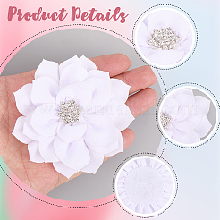 ポリエステルとラインストーンの装飾アクセサリー  ドレス衣装の装飾用  花  ホワイト  77~80x26mm&nbsp;DIY-WH20063-015D