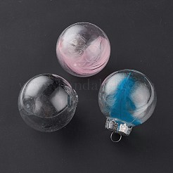 （在庫一掃セール：表面傷）プラスチックボールオーナメントデコレーション  中に羽があり  ミックスカラー  76x60mm  穴：9.5mm&nbsp;HJEW-XCP0001-05