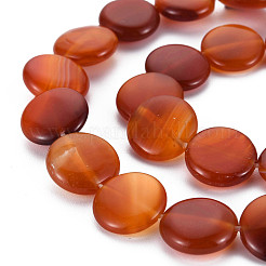 天然石赤瑪瑙ビーズ連売り  フラットラウンド  15x5~6mm  穴：1.4mm  約25~26個/連  15.16~15.35インチ（38.5~39cm）&nbsp;G-S359-348