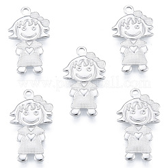 変色しない304ステンレススチールペンダント  女の子  ステンレス鋼色  22x12x1.5mm  穴：1.6mm&nbsp;LS-STAS-N098-183P