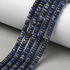 天然石ソーダライトビーズ連売り  ロンデル  4x2mm  穴：0.9mm  約160~162個/連  14.96~15.16インチ（38~38.5cm）&nbsp;G-Z110-B20-2x4mm