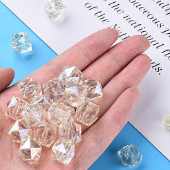 透明なアクリルビーズ  多面カット  菱形  淡黄色  13x14x13.5mm  穴：2mm  約346個/500g&nbsp;MACR-S373-100-P08