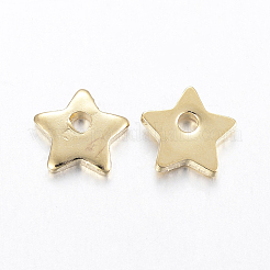 304ステンレススチールチャーム  スター  ゴールドカラー  5.5x6x1mm  穴：1mm&nbsp;STAS-H443-11G