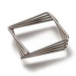 変色しない304ステンレススチールオープン丸カン  正方形  ステンレス鋼色  21x21x3mm  内径：19x19mm&nbsp;STAS-H133-14P