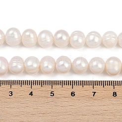 天然養殖淡水パールビーズ連売り  ポテト  グレードa ++  ホワイト  8~9mm  穴：0.7mm  約54個/連  34.2~35cm&nbsp;PEAR-I007-07J-05A