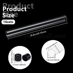 透明PCプラスチックビーズ収納チューブ  二重の黒い蓋付き  透明  20.8x2.5cm  内径：2.4のCM&nbsp;AJEW-WH0596-947E