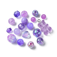 DIYジュエリー作りのパーツキット  アクリルビーズ入り  樹脂チャーム  青紫色  7.5~8x7~7.5mm  穴：1.5~2mm&nbsp;DIY-FS0005-59