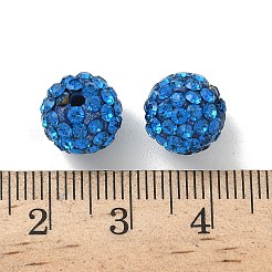 パヴェボールディスコビーズ  樹脂粘土ラインストーンビーズ  グレードA  ラウンド  カプリブルー  pp14（2~2.1mm）  10mm  穴：1.0~1.2mm&nbsp;LS-RB-H258-10MM-243