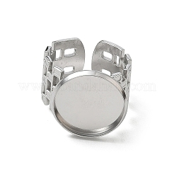 304ステンレススチールカフリング部品  丸いベゼルパッドリングセッティング  ステンレス鋼色  18mm  トレイのサイズ：16mm&nbsp;SA-CBA37BC-17E-P