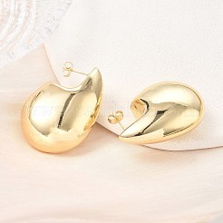 女性のための真鍮のスタッドピアス  ティアドロップ  14KGP本金メッキ  43x29x17mm&nbsp;KK-CBAD851-15G