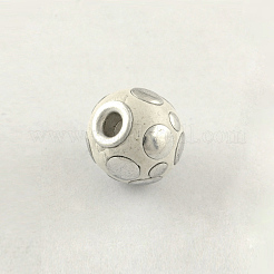 手作りインドネシアラウンドビーズ  シルバーメタルカラーのダブルアロイコア  ホワイト  14mm  穴：3mm&nbsp;IPDL-R442-01