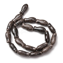 ヴィンテージの手作り磁器ビーズの連  ファンシーアンティーク施釉磁器  魚  ブラック  18x9x7mm  穴：1.8mm  約20個/連  14.37''（36.5センチメートル）&nbsp;PR-CBAA37B-01D