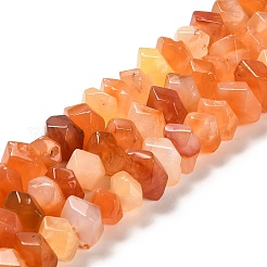 天然オレンジボツワナアゲートビーズ連売り  多面カット  ナゲット  10~11x8~10x7~8mm  穴：1mm  約22~23個/連  7.09~7.48''（18~19センチメートル）&nbsp;G-N327-05-19