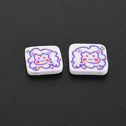 手作り樹脂クレイカボション  女の子と長方形  青紫色  7.5~8.5x8~10.5x2mm  約5500個/1000g  約5500個/1000g&nbsp;CLAY-N006-140