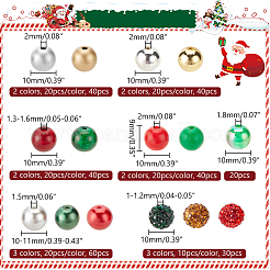 クリスマスのDIYポリマークレイラインストーン＆ガラス＆アクリルビーズジュエリーファインディングキット  ミックスカラー  10~11x9~11mm  穴：1~2mm&nbsp;DIY-NB0012-24