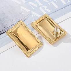 304ステンレススチールスタッドピアス  長方形  18KGP本金メッキ  26.5x17.5mm&nbsp;EJEW-Z084-02G