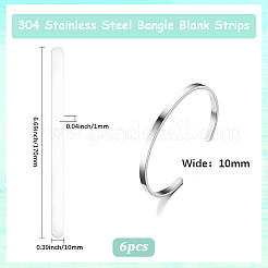 304ステンレス鋼棒  楕円形の長方形  ブレスレットの芯を作るため  ステンレス鋼色  170x10x1mm&nbsp;LS-FIND-WH20015-122A