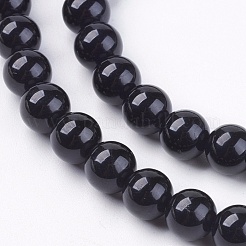 天然石トルマリンビーズ連売り  ラウンド  ブラック  10mm  穴：1mm  約36~38個/連  15インチ&nbsp;G-H1603-10mm