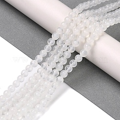 天然石グリーンジェイドビーズ連売り  染め  ラウンド  ホワイトスモーク  4mm  穴：0.7mm  約92個/連  15.75''（40センチメートル）&nbsp;G-Q162-A01-D01-05