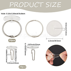 透明吸盤  PPプラスチック粘着フックハンガーと鉄製ルーズリーフブックバインダーヒンジリング付き  ホワイト  22x18mm&nbsp;FIND-SP0003-90