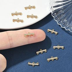 シェグレース真鍮マイクロパヴェキュービックジルコニアシャンデリア部品リンク  3ループコネクタ  長方形  カドミウムフリー＆ニッケルフリー＆鉛フリー  18KGP本金メッキ  5x12x2mm  穴：0.8mmと0.7mm&nbsp;XGRQ3D792-498G