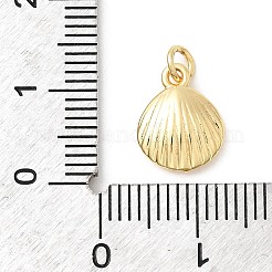 真鍮製チャーム  長持ちメッキ  ラックめっき  18KGP本金メッキ  丸カン付き  シェル形状  11.5x9x3.5mm&nbsp;KK-Z135-14C-G