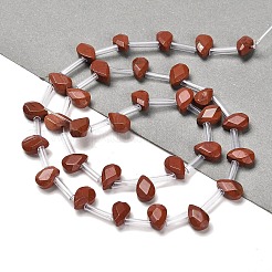 天然石レッドジャスパービーズ連売り  多面カット  ティアドロップ  トップ掘削  9x6x4mm  穴：0.8mm  約30~32個/連  16.54''（42センチメートル）&nbsp;G-Q167-A26-02