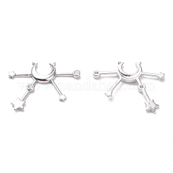 真鍮製マイクロパヴェキュービックジルコニアペンダント  長持ちメッキ  スター  プラチナメッキ  27x33x2.6mm  穴：1mm&nbsp;ZIRC-O044-14P