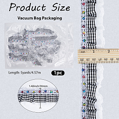 5ヤードポリエステルレースリボン  洋服アクセサリー用  スパンコール  ブラック  1-3/8インチ（36mm）&nbsp;OCOR-GF0006-20C