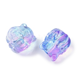 透明スプレーペイントガラスビーズ  キツネ  紫色のメディア  15x14x13.5mm  穴：1.2mm&nbsp;X1-GLAA-H035-01I