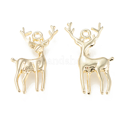 合金ペンダント  カドミウムフリー＆鉛フリー  鹿  ゴールドカラー  30x20x4.5mm  穴：1.8mm&nbsp;PALLOY-M183-02G-RS