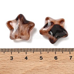 ヒョウ柄不透明アクリルビーズ  スター  ツートン  ココナッツブラウン  19x20x8.5mm  穴：2mm  288個/ 500g&nbsp;OACR-B052-08