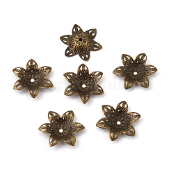 6-花びら鉄ビーズキャップ  花  アンティークブロンズ  30.5x26.5x3.5mm  穴：2mm&nbsp;IFIN-WH0070-07AB