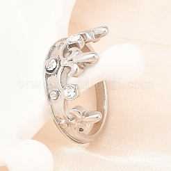 304ステンレススチール指輪  ラインストーン付き  クラウン  ステンレス鋼色  3~14.5mm  内径：20.8mm&nbsp;RJEW-D336-09P