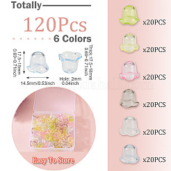 透明アクリルビーズキャップ120色6個  花  ミックスカラー  14.5x17.5~18x17.5~18mm  穴：2mm  20個/カラー&nbsp;TACR-TA0001-75