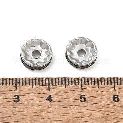 304ステンレススチールラインストーンスペーサービーズ  フラットラウンド/ dics  ステンレス鋼色  ジェット  10x3mm  穴：2mm&nbsp;RB-CBA18B7-01P-12