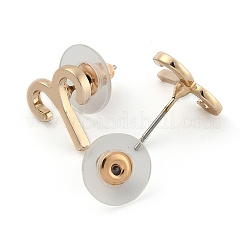 12つの星座/星座合金スタッドピアス  耳ナッツ  ゴールドカラー  牡羊座  10x15x1.5mm  ピン：0.6mm&nbsp;EJEW-B025-01G-G
