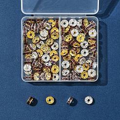 120色真鍮ラインストーンスペーサービーズ2個。  ジュエリークラフト用  グレードA  ストレートフランジ  ゴールデンの金属色  ロンデル  ライトアメジスト  8x3.8mm  穴：1.5mm  60個/カラー&nbsp;RB-FS0001-05A