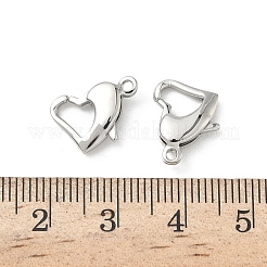 304ステンレススチール製ロブスタークロウ留め金  ハート  ステンレス鋼色  14x10x3.5mm  穴：1.4mm&nbsp;STAS-L022-518P