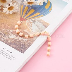手作りのポリマー粘土ビーズチェーン  リンクチェーン  真鍮の目のピンで  クイックリンクコネクタ  ブレスレットネックレス作りに  ライトサーモン  13x6mm  約39.37インチ（1m）/連&nbsp;AJEW-JB00926-05