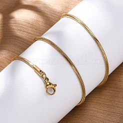 304ステンレススチールスクエアスネークチェーンネックレス  カニカン付き  ゴールドカラー  15.74インチ（40cm）  1.5mm&nbsp;LS-STAS-G244-83B-G