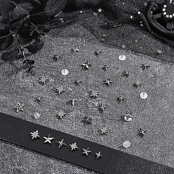 96セット6スタイルの合金リベット  DIYの財布作り用品  スター  ガンメタ色  10~12mm  16セット/スタイル&nbsp;DIY-PH0036-93B